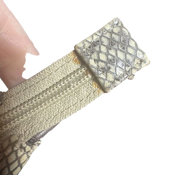 Vintage Tignanello leather handbag shoulder bagcream and brown snakeskin print - Picture 7 of 11